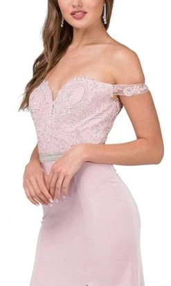 Dancing Queen - 2164 Appliqued Plunging Off Shoulder High Slit Gown 9 Dancing Queen - 2164 Appliqued Plunging Off Shoulder High Slit Gown