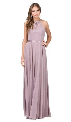 Dancing Queen - 2176 Illusion High Halter Chiffon A-Line Prom Gown 18 Dancing Queen - 2176 Illusion High Halter Chiffon A-Line Prom Gown