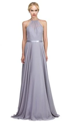 Dancing Queen - 2176 Illusion High Halter Chiffon A-Line Prom Gown