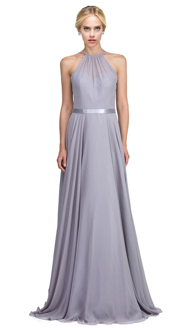 Dancing Queen - 2176 Illusion High Halter Chiffon A-Line Prom Gown 3 Dancing Queen - 2176 Illusion High Halter Chiffon A-Line Prom Gown