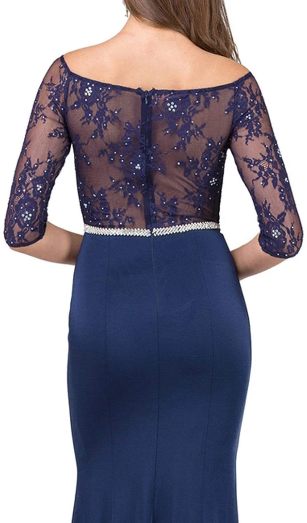 Dancing Queen - 2201 Floral Lace Fitted Prom Gown 6 Dancing Queen - 2201 Floral Lace Fitted Prom Gown