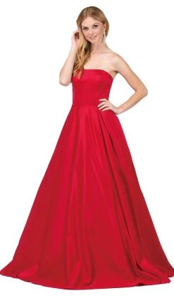 Dancing Queen - 2211 Strapless Straight-Across Pleated Prom Ballgown