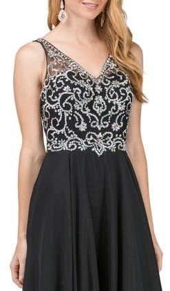 Dancing Queen - 2216 Bejeweled V-neck A-line Prom Dress 8 Dancing Queen - 2216 Bejeweled V-neck A-line Prom Dress