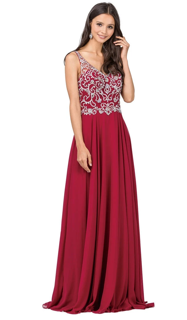 Dancing Queen - 2216 Bejeweled V-neck A-line Prom Dress 7 Dancing Queen - 2216 Bejeweled V-neck A-line Prom Dress