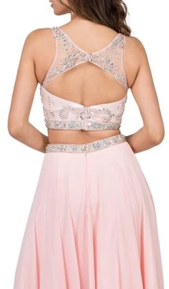 Dancing Queen - 2225 Jeweled Two Piece Illusion Neck A-line Prom Dress 10 Dancing Queen - 2225 Jeweled Two Piece Illusion Neck A-line Prom Dress