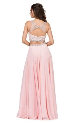 Dancing Queen - 2225 Jeweled Two Piece Illusion Neck A-line Prom Dress 9 Dancing Queen - 2225 Jeweled Two Piece Illusion Neck A-line Prom Dress