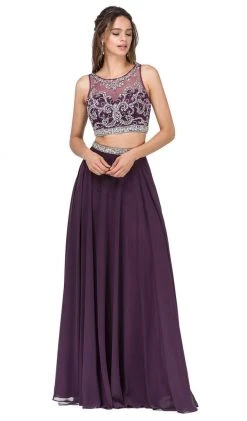Dancing Queen - 2225 Jeweled Two Piece Illusion Neck A-line Prom Dress 11 Dancing Queen - 2225 Jeweled Two Piece Illusion Neck A-line Prom Dress