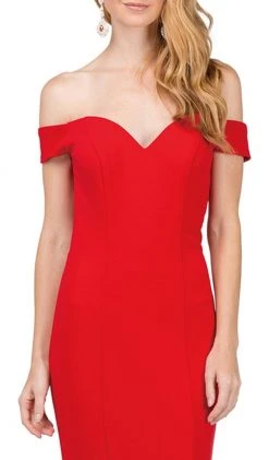 Dancing Queen - 2263 Off Shoulder Fitted Appliqued Mermaid Prom Dress