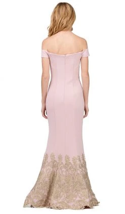 Dancing Queen - 2263 Off Shoulder Fitted Appliqued Mermaid Prom Dress