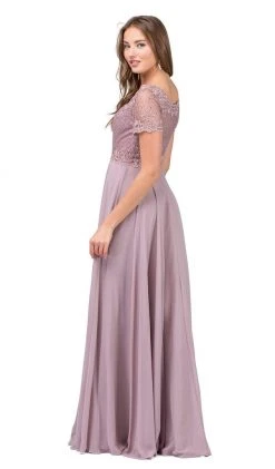 Dancing Queen - 2268 Short Sleeve Illusion Lattice Ornate A-Line Prom Gown 8 Dancing Queen - 2268 Short Sleeve Illusion Lattice Ornate A-Line Prom Gown