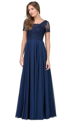 Dancing Queen - 2268 Short Sleeve Illusion Lattice Ornate A-Line Prom Gown 11 Dancing Queen - 2268 Short Sleeve Illusion Lattice Ornate A-Line Prom Gown