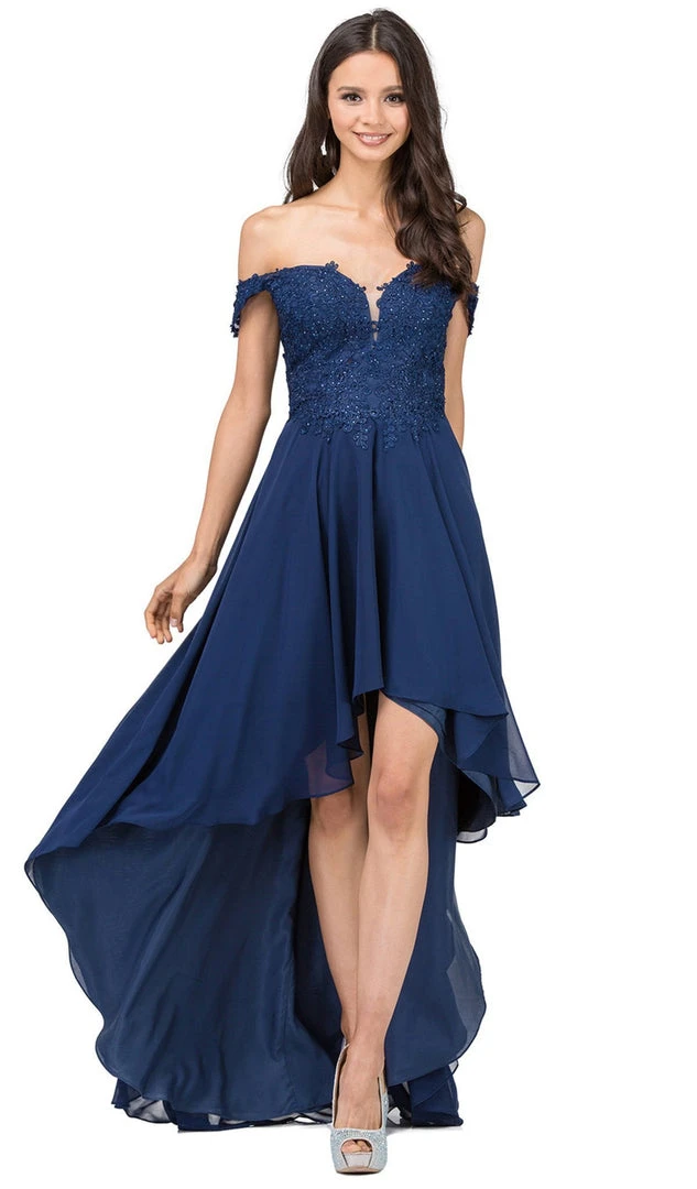 Dancing Queen - 2278 Off Shoulder Beaded High Low Prom Dress 8 Dancing Queen - 2278 Off Shoulder Beaded High Low Prom Dress