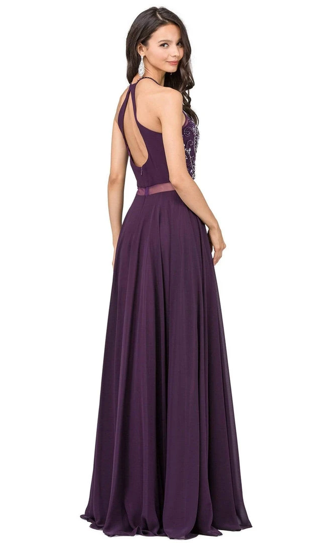 Dancing Queen - 2341 Beaded Sheer Halter Chiffon Prom Dress 5 Dancing Queen - 2341 Beaded Sheer Halter Chiffon Prom Dress