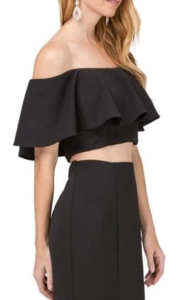 Dancing Queen - 2342 Two Piece Ruffled Off-Shoulder Sheath Prom Dress