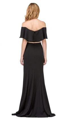 Dancing Queen - 2342 Two Piece Ruffled Off-Shoulder Sheath Prom Dress 9 Dancing Queen - 2342 Two Piece Ruffled Off-Shoulder Sheath Prom Dress