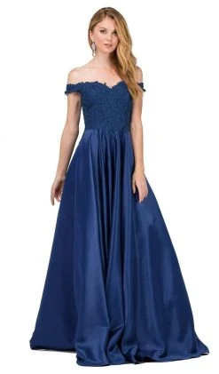 Dancing Queen - 2355 Embroidered Off Shoulder A-Line Prom Gown