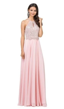 Dancing Queen - 2402 Bead Embellished Halter Evening Dress
