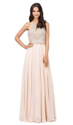 Dancing Queen - 2402 Bead Embellished Halter Evening Dress