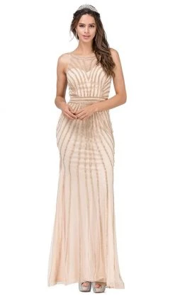 Dancing Queen - 2448 Metallic Bead Striped Prom Gown 13 Dancing Queen - 2448 Metallic Bead Striped Prom Gown