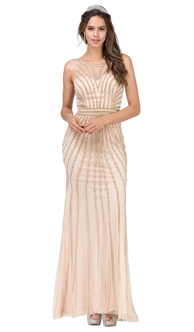 Dancing Queen - 2448 Metallic Bead Striped Prom Gown 8 Dancing Queen - 2448 Metallic Bead Striped Prom Gown