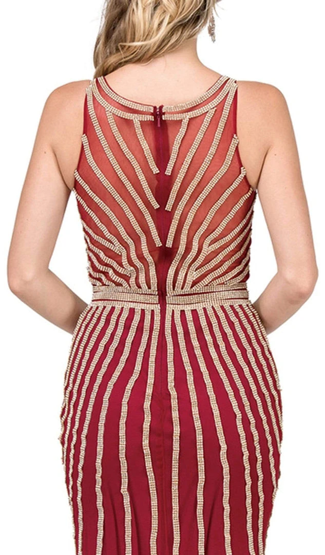 Dancing Queen - 2448 Metallic Bead Striped Prom Gown 6 Dancing Queen - 2448 Metallic Bead Striped Prom Gown