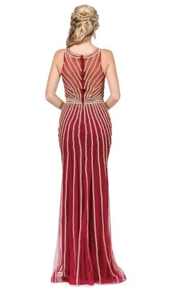 Dancing Queen - 2448 Metallic Bead Striped Prom Gown 10 Dancing Queen - 2448 Metallic Bead Striped Prom Gown