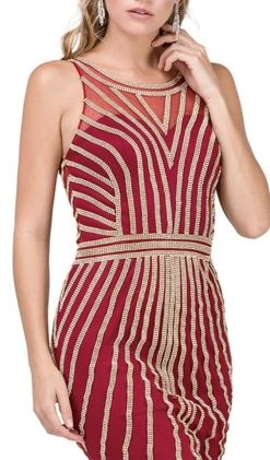 Dancing Queen - 2448 Metallic Bead Striped Prom Gown 9 Dancing Queen - 2448 Metallic Bead Striped Prom Gown