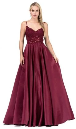Dancing Queen - 2459A Jewel Appliqued Spaghetti Strapped A-Line Gown