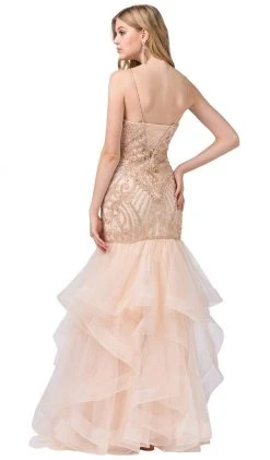Dancing Queen - 2523 Bead-Adorned Plunging Sweetheart Trumpet Gown