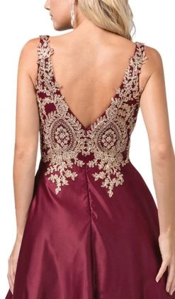 Dancing Queen - 2533 Gold Embellished Lace Bodice Satin A-Line Gown 12 Dancing Queen - 2533 Gold Embellished Lace Bodice Satin A-Line Gown