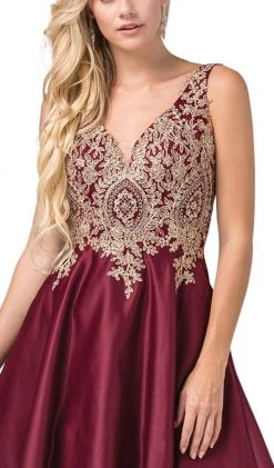 Dancing Queen - 2533 Gold Embellished Lace Bodice Satin A-Line Gown 10 Dancing Queen - 2533 Gold Embellished Lace Bodice Satin A-Line Gown