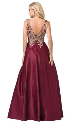 Dancing Queen - 2533 Gold Embellished Lace Bodice Satin A-Line Gown 11 Dancing Queen - 2533 Gold Embellished Lace Bodice Satin A-Line Gown