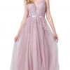 Dancing Queen - 2596 Illusion Plunging Neck Floral Applique Tulle Gown 2 Dancing Queen - 2596 Illusion Plunging Neck Floral Applique Tulle Gown