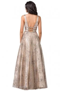 Dancing Queen - 2741 Embellished Deep V-neck A-line Gown