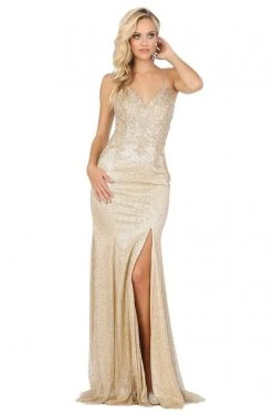 Dancing Queen - 2896 Embroidered V-neck Trumpet Dress