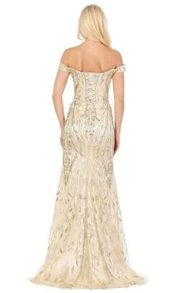 Dancing Queen - 2902 Embellished Off-Shoulder Trumpet Dress