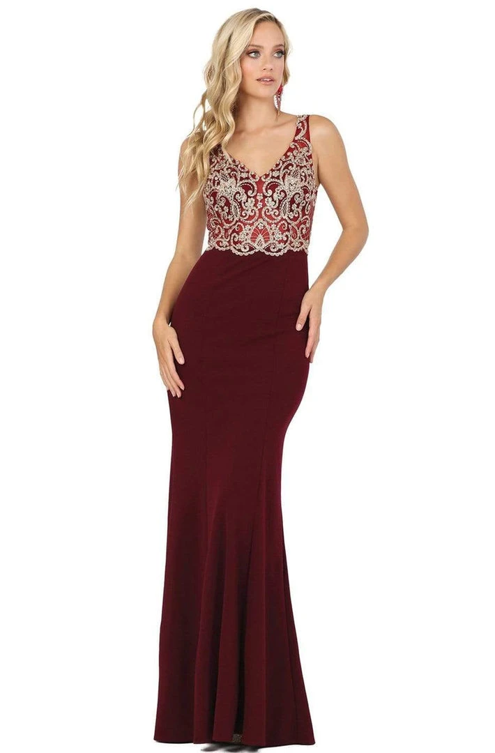 Dancing Queen - 2912 Sleeveless V Neck Lace Applique Long Prom Dress 5 Dancing Queen - 2912 Sleeveless V Neck Lace Applique Long Prom Dress
