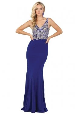 Dancing Queen - 2912 Sleeveless V Neck Lace Applique Long Prom Dress 11 Dancing Queen - 2912 Sleeveless V Neck Lace Applique Long Prom Dress