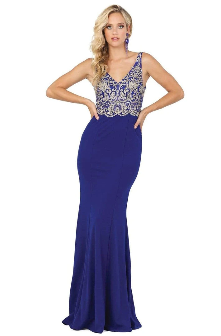 Dancing Queen - 2912 Sleeveless V Neck Lace Applique Long Prom Dress 7 Dancing Queen - 2912 Sleeveless V Neck Lace Applique Long Prom Dress