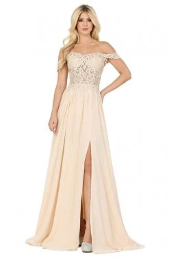 Dancing Queen - 2933 Beaded Lace Applique Bodice High Slit Prom Dress 12 Dancing Queen - 2933 Beaded Lace Applique Bodice High Slit Prom Dress