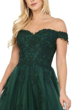 Dancing Queen - 2939 Embroidery Appliqued Off Shoulder Long Gown