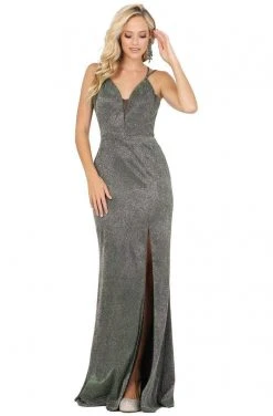 Dancing Queen - 2947 Sleeveless V Neck Glitter Finish Prom Dress