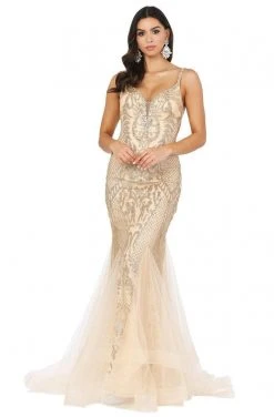 Dancing Queen - 2972 Embellished Tulle Godets Trumpet Prom Dress
