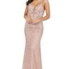 Dancing Queen - 2985 Embellished Deep V-neck Trumpet Dress 2 Dancing Queen - 2985 Embellished Deep V-neck Trumpet Dress