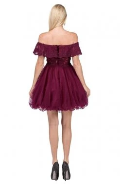 Dancing Queen - 3016 Ruffled Off-Shoulder A-Line Homecoming Dress