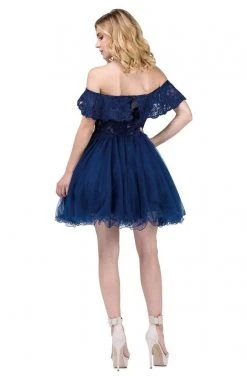 Dancing Queen - 3016 Ruffled Off-Shoulder A-Line Homecoming Dress