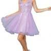 Dancing Queen - 3243 Glitter Embellished Fit And Flare Short Dress