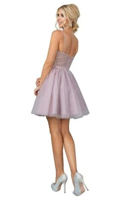 Dancing Queen - 3268 Glitter A-Line Cocktail Dress