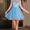 Dancing Queen 3303 - Embroidered V-Neck Tulle Cocktail Dress