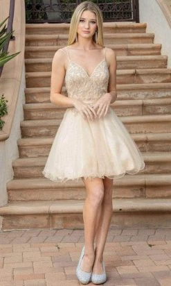 Dancing Queen 3315 - Dual Straps Embellished Cocktail Dress 12 Dancing Queen 3315 - Dual Straps Embellished Cocktail Dress